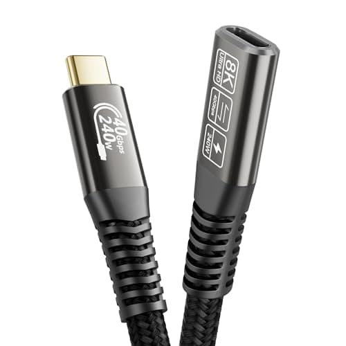 Image of CAKOBLE Thunderbolt 4 Extension Cable 50cm, 40Gbps 240W USB C, Thunderbolt 4 Male to Female, 8K@60Hz Video Display, Compatible for iPhone, MacBook, Galaxy S24