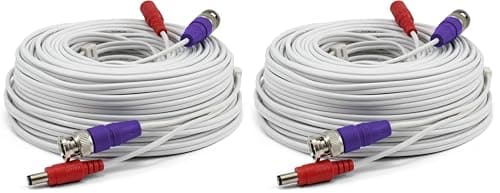 Image of Swann 30m Security Extension Cable with BNC Connectors & Fire Rated UL Rating for DVR Security Cameras & Systems, White (Pack of 2)