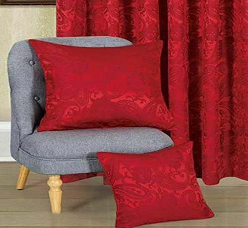 Image of Prime Linens Heavy Jacquard Cushion Cover Burgundy 2 x Small 18 x 18