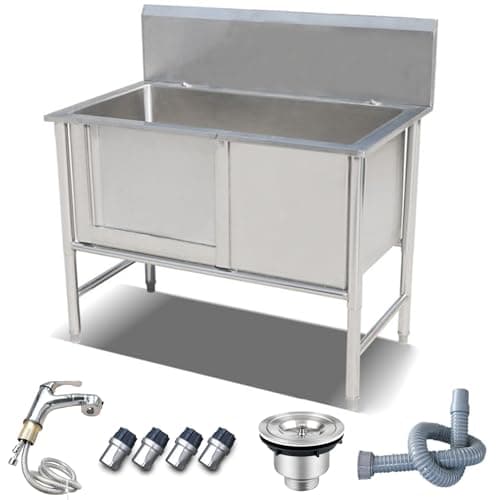 Image of Stainless Steel Dog Bathing Station Pet Dog Washing Station Grooming Tub for Home Dog Bathtub for Large, Medium, Small Pets