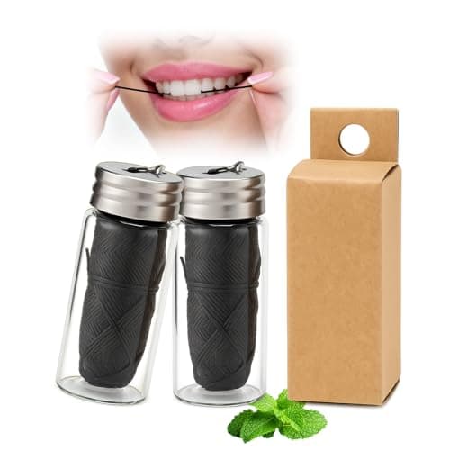 Image of Natural Mint Bamboo Charcoal Dental Floss, 2Pack Plastic Free Toothfloss for Vegans Biodegradable Silk Floss with Candelila Wax(30m)