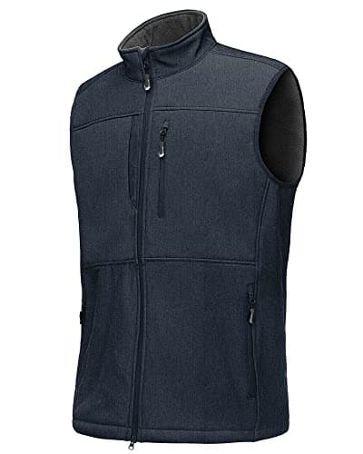 Image of 33,000ft Mens Softshell Gilet Activewear Vests Windproof Fleece Lined Outerwear Zipped Pockets Sleeveless Softshell Jacket for Leisure, Golf, Travelling Midnight Blue XXL