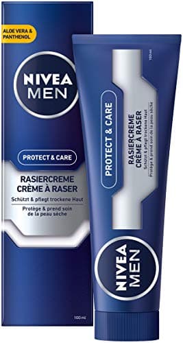 Image of NIVEA MEN Protect & Care Shaving Cream in Pack of 1 (1 x 100 ml), with Creamy Foam for a Gentle Shave, Skin-Friendly Shaving Cream for Men