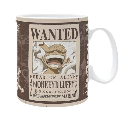 Image of ABYSTYLE One Piece Luffy Wanted Ceramic Novelty Coffee & Tea 460ml / 16.2oz Mug | One Piece Mug | Coffee Mug | One Piece Merchandise | One Piece Gifts