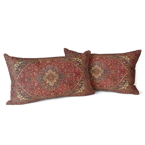 Image of Snylcce Boho Throw Pillow Covers Set of 2 Maroon Antique & Vintage Design Double Sided Pattern 30x50 cm Soft Cushion Covers for Garden Couch Sofa Bed Decorative 12x20 Inch Pillowcases