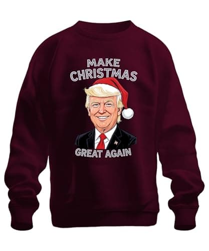 Image of Make Christmas Great Again Christmas Cartoon Patriotic USA Unisex Sweatshirt Pullover, burgundy, M
