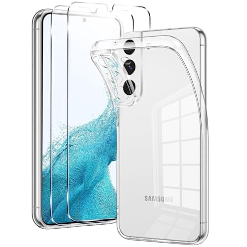 Image of Yxnvixn Compatible with Samsung Galaxy S22 5G Case with 2 Pack Tempered Glass Screen Protector, Soft Clear Silicone TPU Slim Anti-Scratch Shockproof Bumper Protective Cover for Samsung S22 6.1 inch