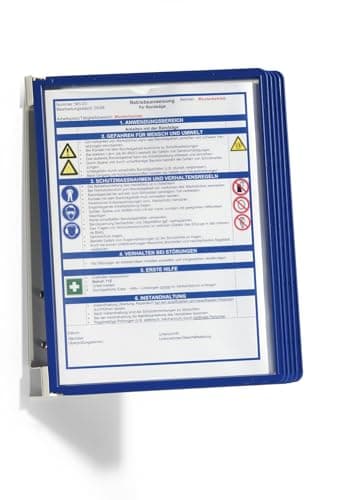 Image of Durable VARIO Display Panel Wall Unit | 5 Panels in Dark Blue | Perfect For Storing and Displaying A4 Documents