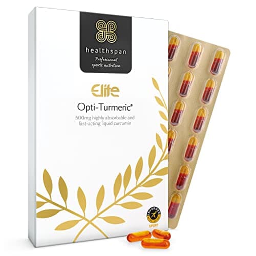 Image of Healthspan Elite Opti-Turmeric 500mg (120 Capsules) | for Healthy Joint Function | 500mg Liquid Curcumin | Added Vitamin C to Support Collagen Formation | Informed Sport Accredited | Vegan