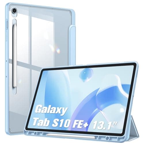 Image of FINTIE Hybrid Slim Case for Samsung Galaxy Tab S10 FE+ Plus 13.1 Inch 2025 Model (SM-X620/X626) with S Pen Holder, Shockproof Cover with Clear Transparent Back Shell, Auto Wake/Sleep, Sky Blue