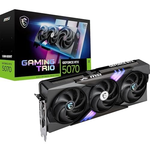 Image of MSI GeForce RTX 5070 12G GAMING TRIO OC Graphics Card - RTX 5070 GPU, 12GB GDDR7 (28Gbps/192-bit), PCIe 5.0 -TRI FROZR 4 (3 x STORMFORCE FAN) - RGB - HDMI 2.1b, DisplayPort 2.1b