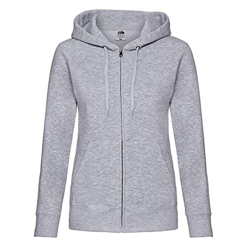 Image of Fruit Of The Loom 62118 Ladies Premium Hooded Sweat Jacket - Heather Grey - M