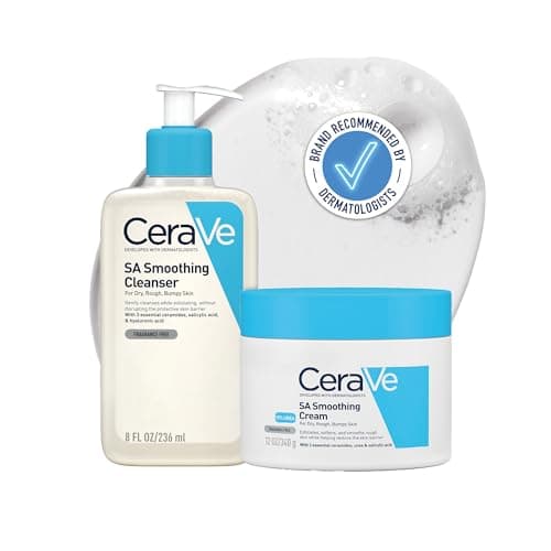 Image of CeraVe SA Smoothing Routine: Cleanse and Moisturise Duo For Rough and Bumpy Skin, For use on Face and Body, Cleanser 236 ml and Cream 340 g