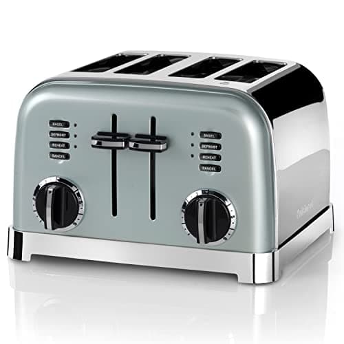 Image of Cuisinart 4 slice toaster, Wide slots, ideal for thick bread and bagels, 6 browning levels plus defrost, Wide slots, High lift lever, Matching kettle available, Light Pistachio