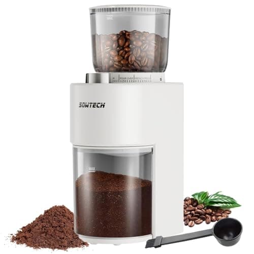 Image of SOWTECH Conical Burr Coffee Grinder, Adjustable Electric Mill, 38 Precise Grind Settings, Precision Timer, for Espresso, Drip and French Press, Home &Office, Beige