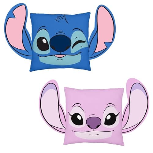 Image of Disney Lilo and Stitch Officially Licensed Shaped Cushion, Super Soft Pillow | Chill Reversible Design Featuring Angel and Stitch | Perfect For Bedroom Or Living Room Décor