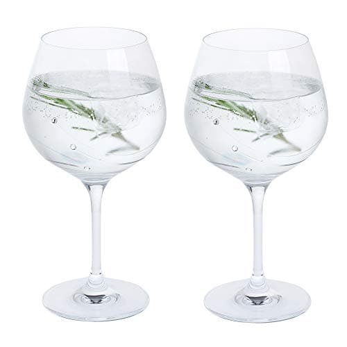 Image of Dartington Crystal Glitz Gin and Tonic Copa Glass, Pair | Glitz Copa Glass | 210mm | 61cl | Embellished with Sparkling Crystal Elements| This Round Bowl Allows Plenty of Room for ice | Gift