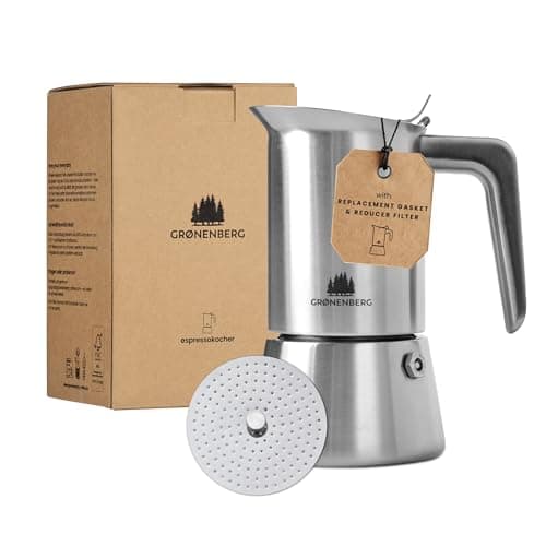 Image of Groenenberg Moka Pot Induction| Espresso maker 6 Cup (300ml) incl. reducer filter I Stainless steel I Stovetop Moka pot + replacement seal