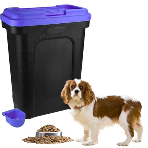 Image of Trendi Pet Food Storage Container | Large 30L/15.5kg Plastic Storage Bin with Food Scoop & Flip-Top Locking Lid | Ideal for Storing Dog Treats, Dog Food, Cat Food & Kitten Supplies