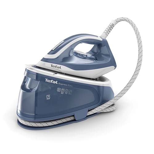 Image of Tefal Express Essential Steam Generator Iron, 120 g/min Steam Output, Xpress Glide Soleplate, 340 g/min Steam Boost, 5.9-Pump Bars with Scale Rinsing System, White and Blue, (SV6132G0)