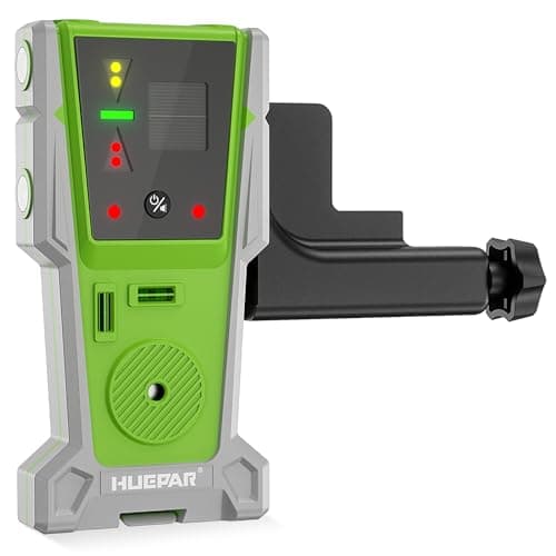 Image of Huepar LR-8RG Digital Laser Receiver for Line Laser Level, Detects Red and Green Laser Beams, Two-Sided LED Displays, Clamp Included