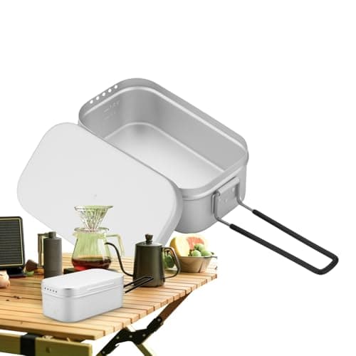 Image of Aluminium Alloy Outdoor Lunch Box - Lightweight Camping Lunch Box | Lunch Containers | Lightweights Cooking Outdoor Boxes | Lightweight Food Container with Lid Aluminium Camping for Hiking, Picnics
