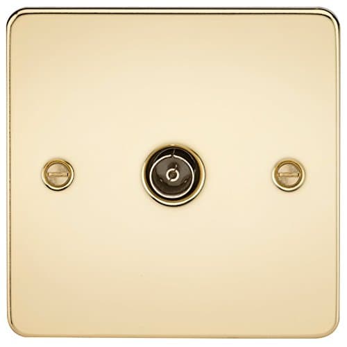 Image of Knightsbridge FPAV0100PB Flat Plate 1G Tv Outlet (Non-Isolated) -Polished Brass