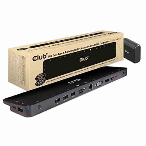 Image of Club 3D CSV-1565 Docking Station USB Gen1 Type-C Triple Display DP1.4 Alt-Mode Smart PD3.0 with 100 Watt Power Supply