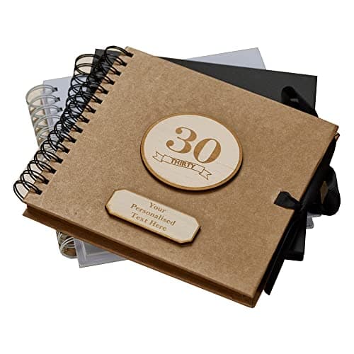 Image of Personalised 30th Birthday Scrapbook Photo album Wooden Engraving Choice Of Colours