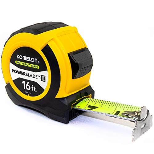 Image of Komelon 52416; 16' x 1.06" Powerblade II Tape Measure, ABS Case, Yellow/Black, Small