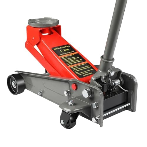 Image of 3 Tonne/6600 Lbs Trolley Car Jack,Heavy Duty Low Profile Jack Lift Range: 13.5cm-46cm,Heavy Duty Floor Jack with Gear Quick Lift Pump for Utility Vehicles,Red