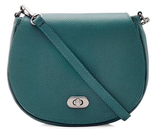 Image of Handbag Bliss Small Italian Leather Saddle Cross Body Bag/Shoulder Bag Detachable Strap (Dark Teal)