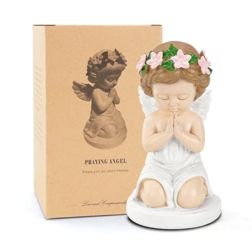 Image of Angel Statue Guardian, Resin Angel Figurines Praying, Multicolor Angel Statue Memorial Cherub Sculpture, Ornament Decorations for Home Decor Figurine Gift Room Spirituality (Multicolor)