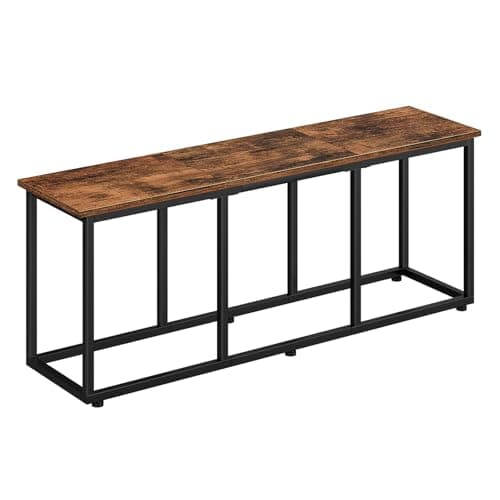 Image of HOOBRO 120 cm Dining Bench, Industrial Indoor Kitchen Bench Seat, Easy Assembly, for Kitchen, Entryway, Bedroom, Rustic Brown and Black EBF45CD01