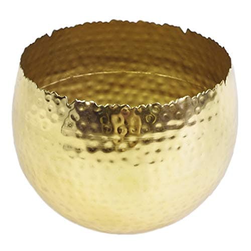 Image of Leaf LEAF-7307 Large Metal Planter 22 x 17cm Hammered Gold Colour-Curvy Edge