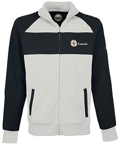 Image of Meroncourt Men's Capcom Resident Evil Men's Operative Track Jacket, Extra Large, Black/White College Jacket Turtleneck Long Sleeve Track Jacket, White, X-Large