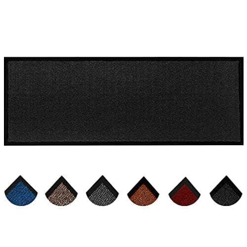 Image of Homatz Hallway Runner Rug Heavy Duty Non-Slip Rubber Back, Black 60x160cm Long Runner - Dirt Trapper, Water Absorbent Mat, Washable, Carpet for Hallway Kitchen Living Room