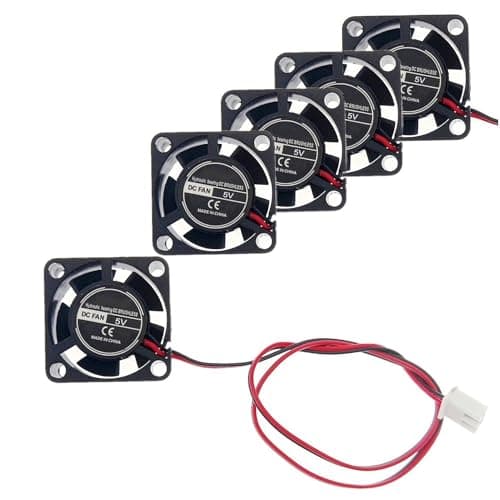 Image of JZK 5pcs 25mm 2 pin 5V mini silent cooling fan with wires, 2510, 25x10mm, hydraulic bearing miniature DC brushless fan for development board, graphics card, and DIY project