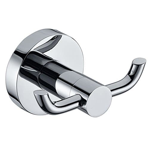 Image of Bathroom Hooks for Towels Robes Stainless Steel Modern Double Hook Robe Holder Kitchen Hand Towel Hook Bathroom Towel Hanger Hat Clothes Towel Holder Rack Chrome Wall Hooks with Fitting Screws (1 pcs)