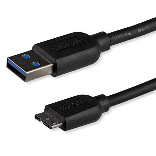Image of StarTech.com 3m 10ft Slim USB 3.0 A to Micro B Cable M/M - Mobile Charge Sync USB 3.0 Micro B Cable for Smartphones and Tablets (USB3AUB3MS) , Black