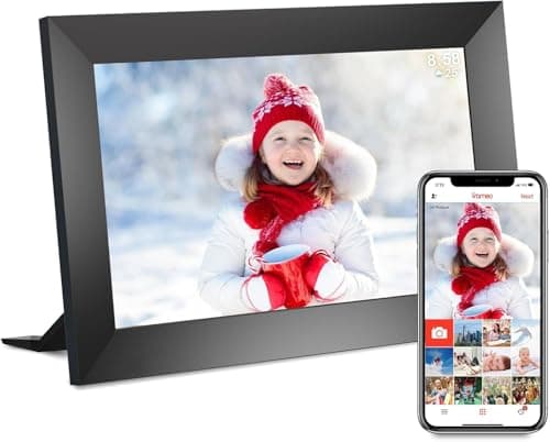 Image of 32GB FRAMEO Digital Photo Frame, 10.1" IPS Touch Screen Smart WiFi Digital Picture Frame, Auto-Rotate, Wall Mountable, Easy Setup to Share Photos or Videos via Frameo APP