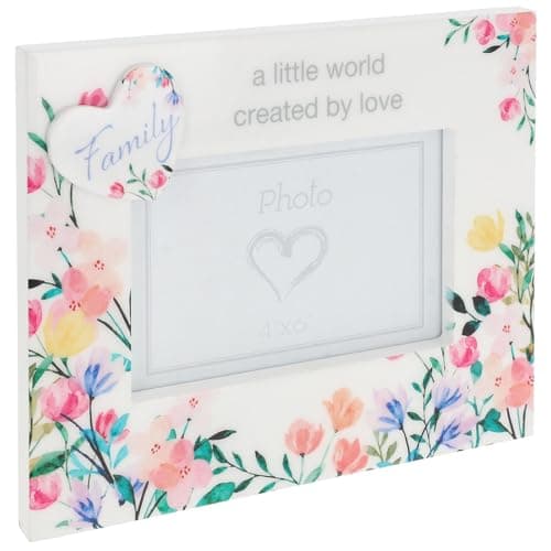 Image of Shudehill Giftware Floral Words Photo Frame 4x6 Sentimental Picture frame for Mum, Nan, Friends and More! (Family)