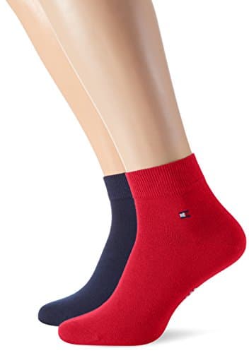 Image of Tommy Hilfiger - Classic Mens Socks - Ankle Socks - Men's Accessories - Tommy Hilfiger Mens Socks - Signature Embroidered Logo - 2 Pack - Blue - 6-8