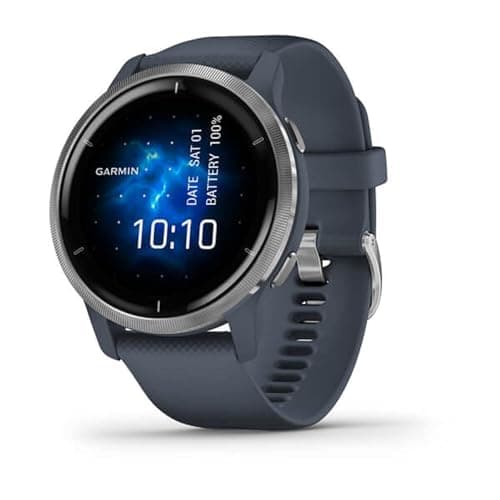 Image of Garmin Venu 2 GPS 43mm Smartwatch, AMOLED Touchscreen, All-day Advanced Health & Fitness Features, Music Storage, Wellness Smartwatch with up to 11 days battery life, Granite Blue