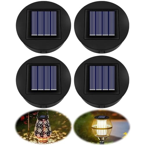Image of Solar Light Replacement Top 8cm for Outside Lanterns, 1.2V 600mAh, IP44 Waterproof with Warm Light, LED Solar Replacement Top Unit for Outside Garden Lantern Lamp, 4PCS
