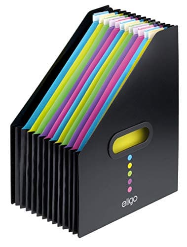 Image of Snopake Eligo Portrait Desk Expander/Organiser 13-Part - Black [Pack of 1] Ref: 15171