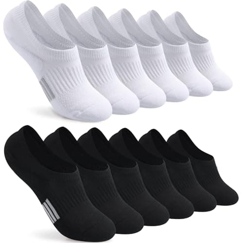 Image of Blu Ninfee Trainer Ankle Socks Womens, 6 Pairs Cushioned Running Sports Invisible No Show Socks Men, Athletic Low Cut Gym Socks for Ladies Girls