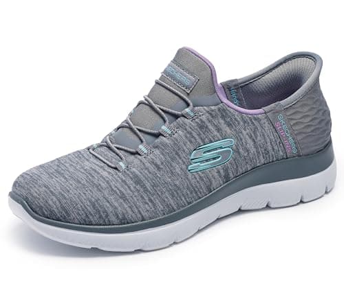 Image of Skechers Women's Slip-ins: Summits Dazzling Haze Trainers in Grey - Vegan Shoes with Air-Cooled Memory Foam - Ladies Footwear - Size UK 4 / EU 37