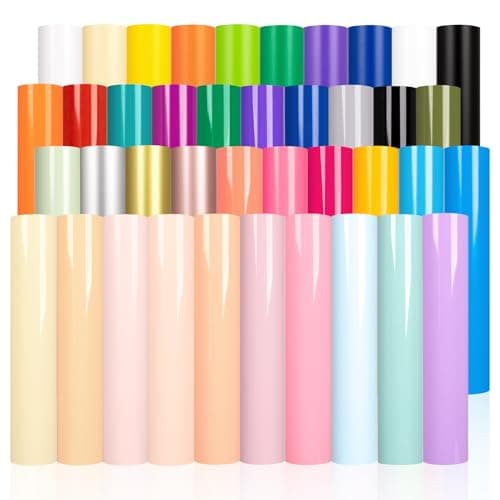 Image of VINYL FROG Permanent Adhesive Vinyl Bundle 40 Pack Adhesive Vinyl Sheets 12''x12'' Permanent Vinyl for Cups, Decals, DIY Craft Projects