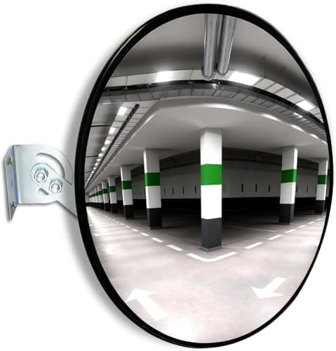 Image of Adjustable Convex Traffic Mirror, with Adjustable Wall Fixing Bracket, 130 Degree Wide Angle Security Curved Road Mirrors 45cm, for Road Safety Shop Security, Garage, Traffic, Driveways, Warehouse